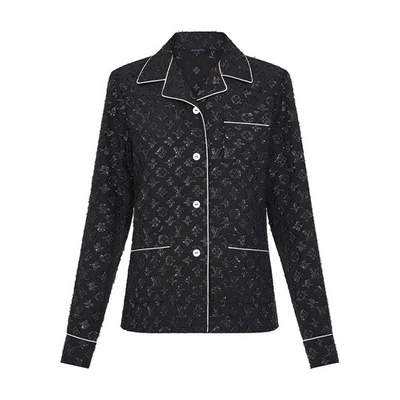 Louis Vuitton Black Pajama Top In Monogram Lurex Jacquard In Noir