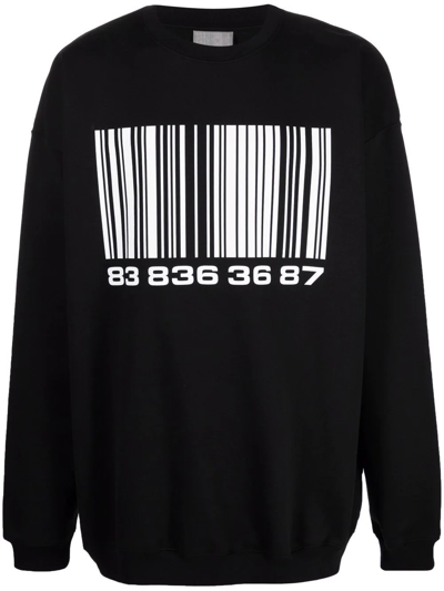 Vtmnts Bar-code Print Sweatshirt In Black