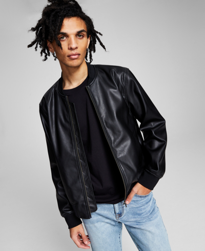 And Now This Men's Satin Bomber Jacket, Created For Macy's In Black