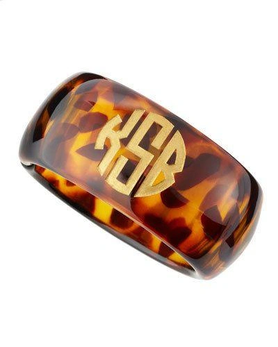 Moon And Lola Tortoise Acrylic Block Monogram Bangle