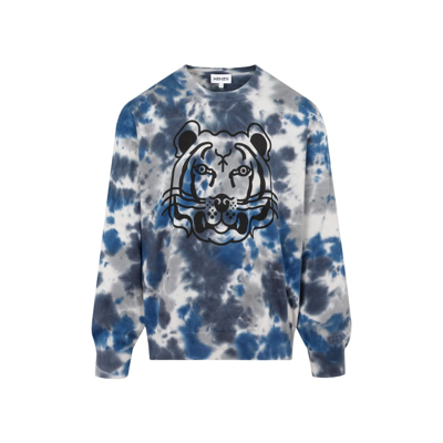 Kenzo Tiger Head-print Crew Neck Sweatshirt In Blue