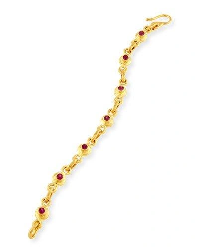 Jean Mahie White Diamond & Pink Sapphire Link Bracelet
