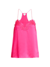 Cami Nyc The Racer Lace Trim Silk Camisole In Neon Pink