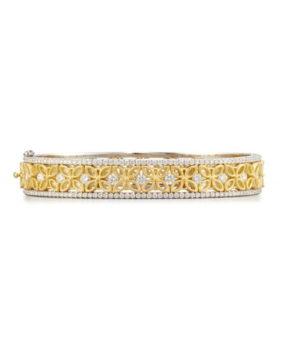 Jack Kelege & Company 18k White & Yellow Gold Floral Filigree Bracelet With Diamonds