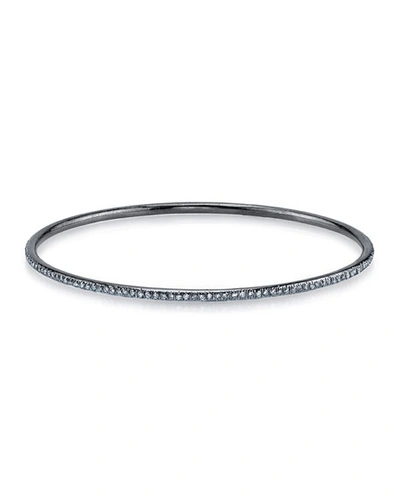 Sheryl Lowe Skinny Pave Diamond Silver Bangle Bracelet