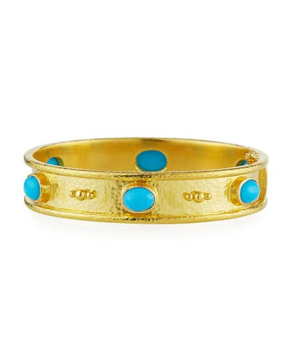 Elizabeth Locke Women's Stone 19k Yellow Gold & Sleeping Beauty Turquoise Flat Thin Bangle