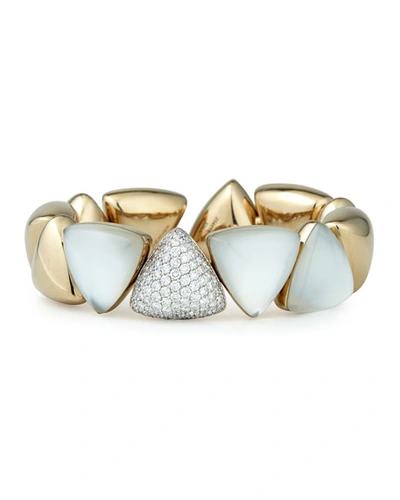 Vhernier Freccia 18k White Gold Rock Crystal White Mother Of Pearl White Diamonds Bracelet