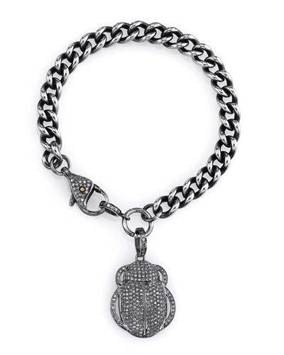 Sheryl Lowe Diamond Scarab Charm Bracelet