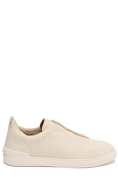 Z Zegna Slip-on Leather Trainers In White