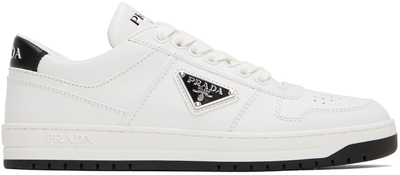 Prada Downtown Sneakers In Perforated Leather In White