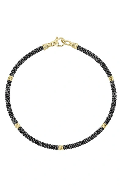 Lagos Gold & Black Caviar Collection 18k Gold & Ceramic Rope Bracelet In Black/gold