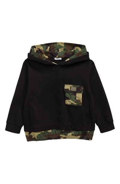 Dolce & Gabbana Kids' Long-sleeved Camouflage-pattern Hoodie In Black