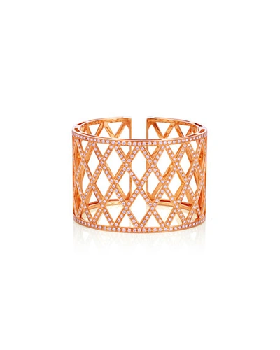 Bessa Diamond Lattice Cuff Bracelet In 18k Rose Gold