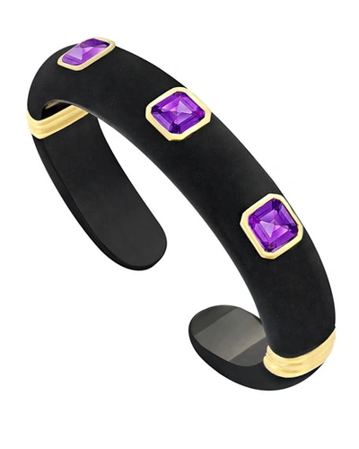 Margot Mckinney Jewelry Weekend Black Jade Cuff Bracelet With Amethyst Studs