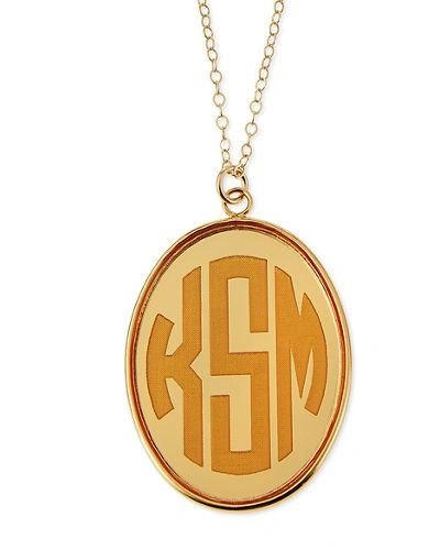 Moon And Lola Vineyard Extra Large Acrylic Block Monogram Pendant Necklace In Gold