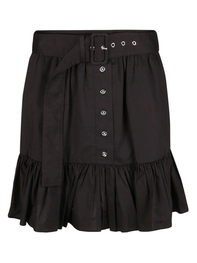 Michael Kors Belt Dust Ruffle Mini Skirt In Black
