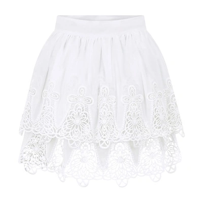 Dolce & Gabbana White Lace Mini Skirt In Bianco Naturale