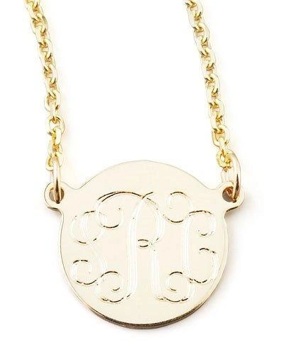 Sarah Chloe Cara Monogrammed 14k Gold Necklace, 3/8"