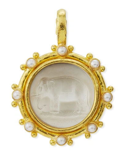Elizabeth Locke 19k Elephant Venetian Glass Intaglio Pendant