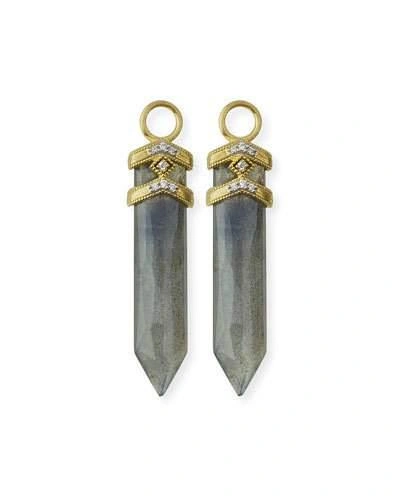 Jude Frances Lisse 18k Geometric Pentagon Labradorite Earring Charms With Diamonds In Gold