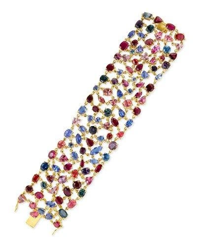 Nancy Phillips 18k Gold Multicolor Stone Link Bracelet