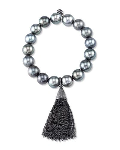Sheryl Lowe Beaded Tahitian Pearl Bracelet With Tassel