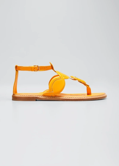 Ulla Johnson Arabella Braided Leather Ankle-strap Sandals In Orange