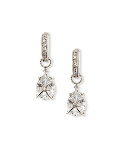 Jude Frances Tiny Crisscross Wrapped White Topaz Earring Charms With Diamonds