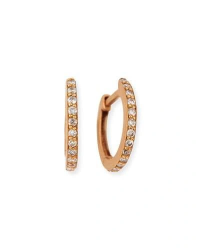 Dominique Cohen 18k Rose Gold & White Diamond Huggie Hoop Earrings