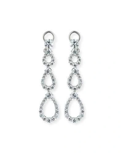 Fantasia By Deserio Three-tier Open Cz Crystal Drop Earrings In Silver