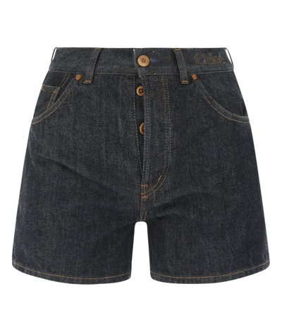 Chloé High-rise Denim-shorts In Blue