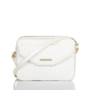 Brahmin Shea Croc Embossed Leather Crossbody Bag In Milk