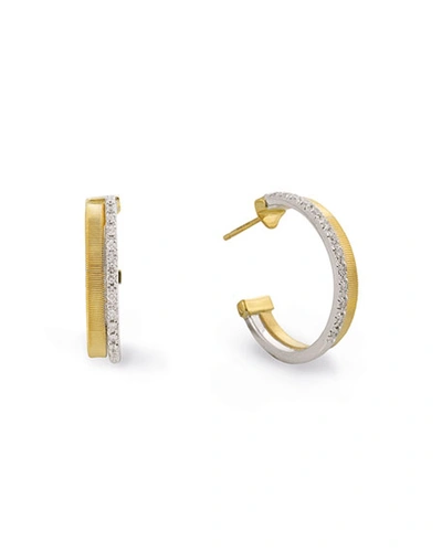 Marco Bicego Masai 18k White & Yellow Gold Hoop Earrings With Diamonds