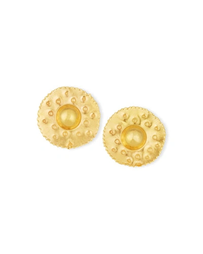 Jean Mahie 18k Yellow Gold Button Earrings