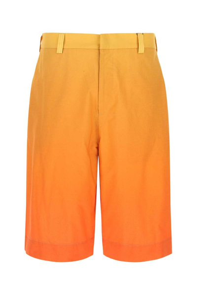 Etro Faded Cotton Bermuda Shorts In Orange