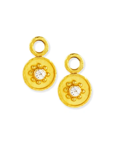 Elizabeth Locke 19k Gold Daisy Diamond Earring Pendants