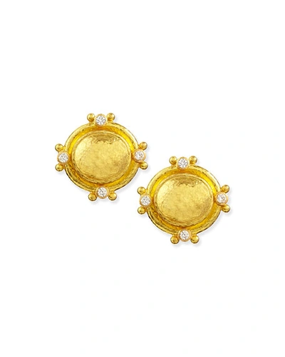 Elizabeth Locke 19k Gold Dome Earrings With Diamonds