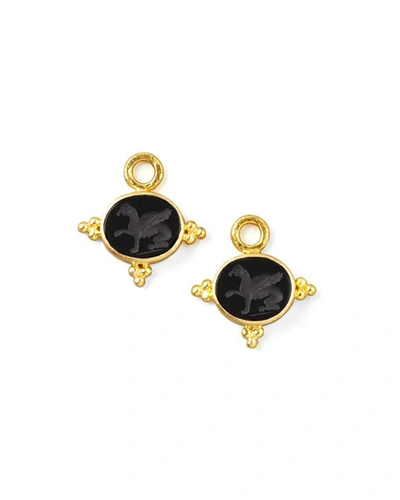 Elizabeth Locke Women's Griffin 19k Yellow Gold & Venetian Glass Intaglio Earring Charms In Black