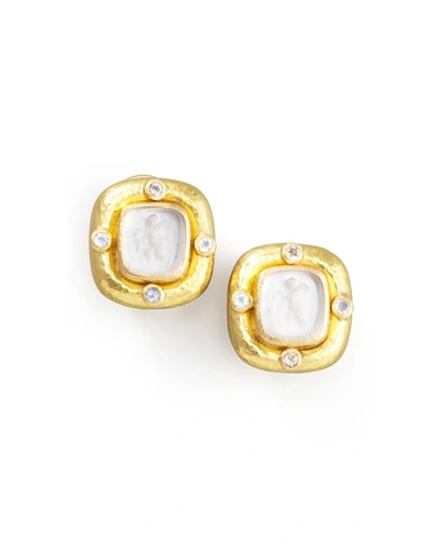 Elizabeth Locke Putto Intaglio Clip/post Earrings, Crystal