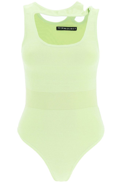 Y/project Cut-out Detail Knitted Bodysuit In Lime Green