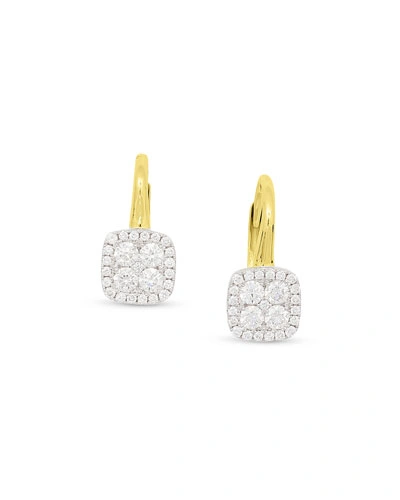 Frederic Sage 18k White & Yellow Gold Firenze Pave Diamond Cushion Earrings In White/gold