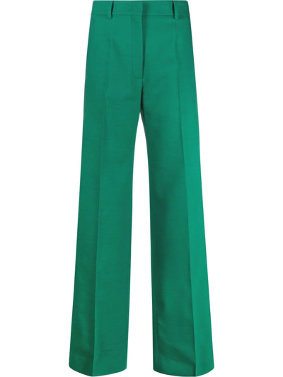 Valentino Wool-gabardine Wide-leg Pants In Leaf Green