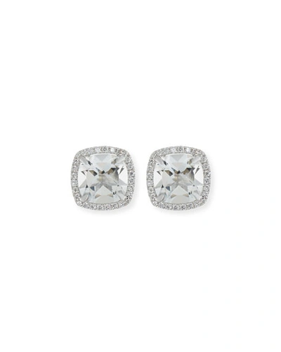 Frederic Sage 18k White Gold White Topaz Diamond Halo Stud Earrings