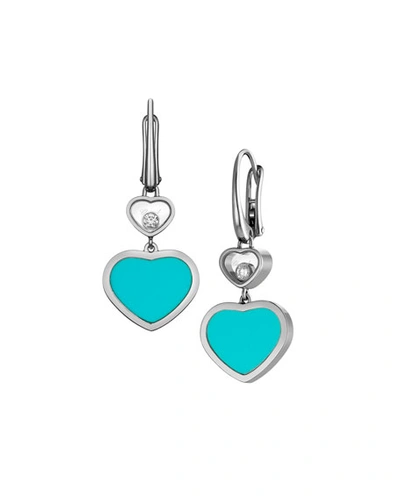 Chopard Happy Hearts 18k Turquoise & Diamond Drop Earrings