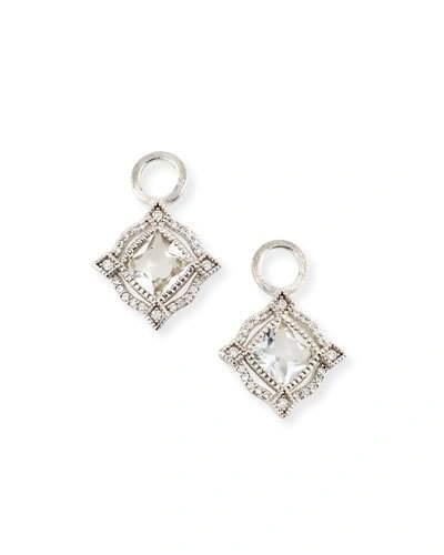 Jude Frances Lisse 18k Delicate Cushion Topaz Earring Charms With Diamonds In White/gold