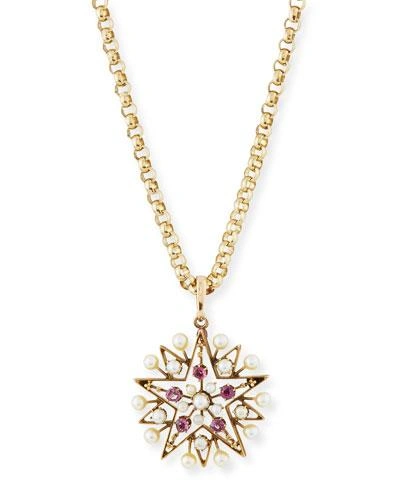 Turner & Tatler Victorian Ruby & Pearl Star Necklace