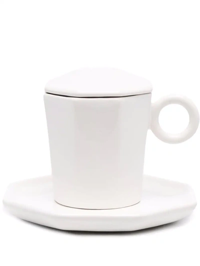 Off-white Octagonal Logo Coffee Set In White