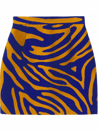 Proenza Schouler Zebra-jacquard Cotton And Silk-blend Mini Skirt In Cobaltbronze