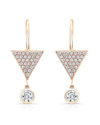 Rahaminov Diamonds Pave Diamond Triangle Drop Earrings In 18k Rose Gold