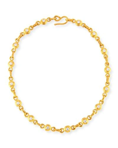 Jean Mahie White Diamond & Pink Sapphire Link Necklace